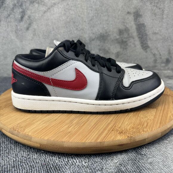 Nike Air Jordan 1 Low Shoes Womens Size 7 Light Smoke Grey Black Red DC0774-062 - Picture 1 of 10